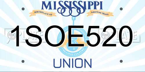 1SOE520 Mississippi License Plate