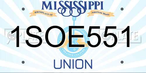 1SOE551 Mississippi License Plate