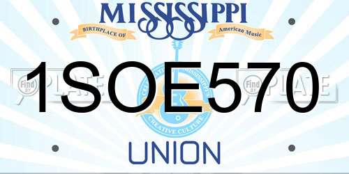 1SOE570 Mississippi License Plate