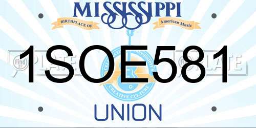 1SOE581 Mississippi License Plate