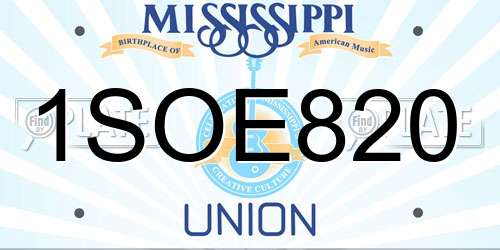 1SOE820 Mississippi License Plate