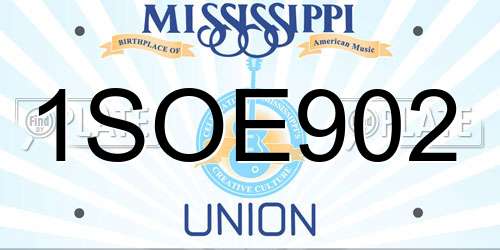1SOE902 Mississippi License Plate