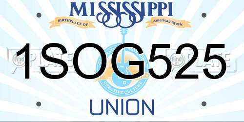 1SOG525 Mississippi License Plate