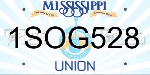 1SOG528 Mississippi License Plate