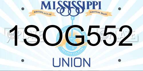 1SOG552 Mississippi License Plate