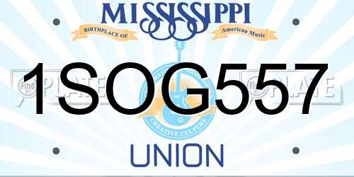 1SOG557 Mississippi License Plate