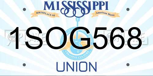 1SOG568 Mississippi License Plate