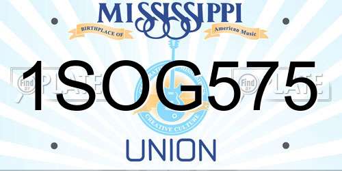 1SOG575 Mississippi License Plate