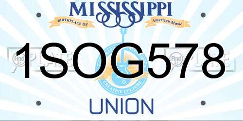 1SOG578 Mississippi License Plate