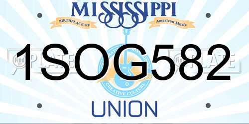 1SOG582 Mississippi License Plate