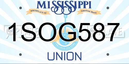 1SOG587 Mississippi License Plate