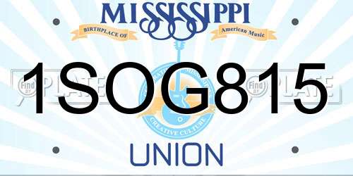 1SOG815 Mississippi License Plate