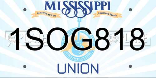 1SOG818 Mississippi License Plate