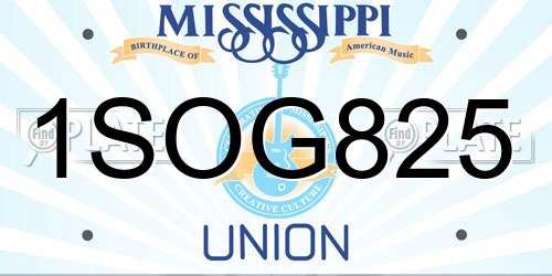1SOG825 Mississippi License Plate