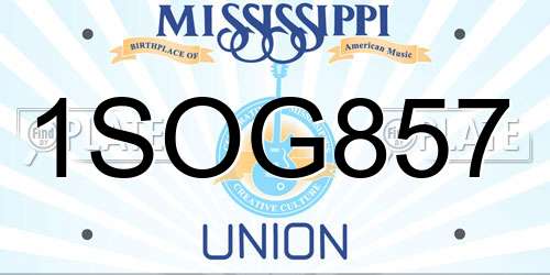 1SOG857 Mississippi License Plate