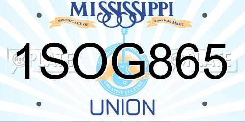 1SOG865 Mississippi License Plate