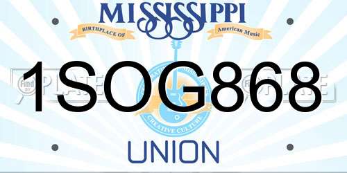 1SOG868 Mississippi License Plate