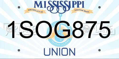 1SOG875 Mississippi License Plate