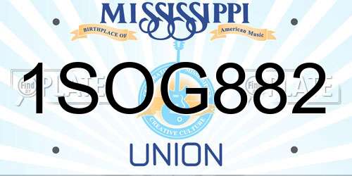 1SOG882 Mississippi License Plate