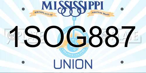 1SOG887 Mississippi License Plate