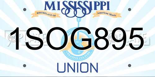 1SOG895 Mississippi License Plate