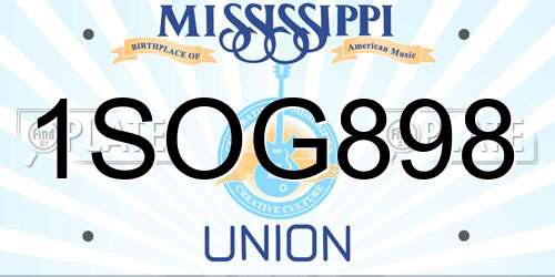 1SOG898 Mississippi License Plate