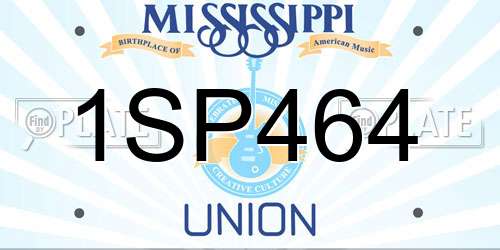 1SP464 Mississippi License Plate