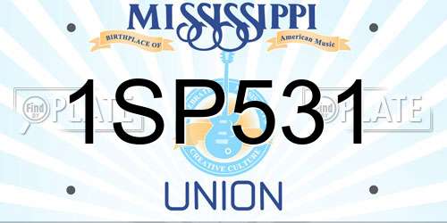 1SP531 Mississippi License Plate
