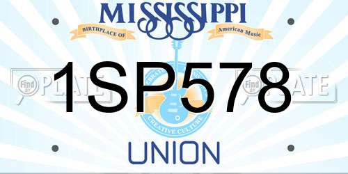1SP578 Mississippi License Plate
