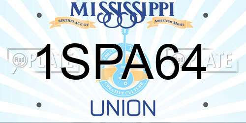 1SPA64 Mississippi License Plate