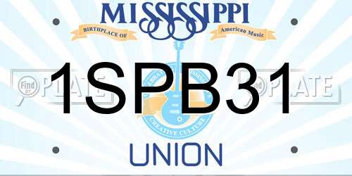 1SPB31 Mississippi License Plate
