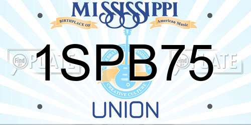 1SPB75 Mississippi License Plate