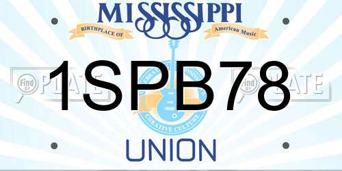 1SPB78 Mississippi License Plate