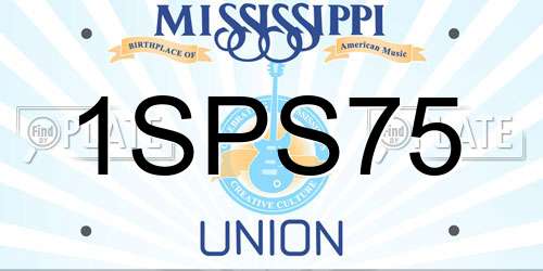 1SPS75 Mississippi License Plate