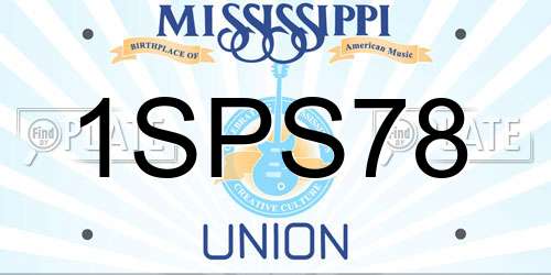 1SPS78 Mississippi License Plate