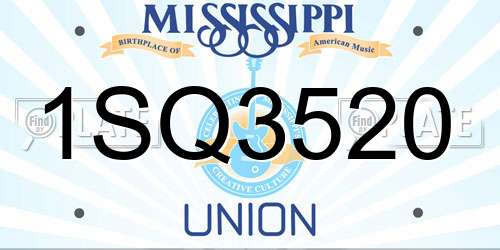1SQ3520 Mississippi License Plate