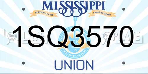 1SQ3570 Mississippi License Plate