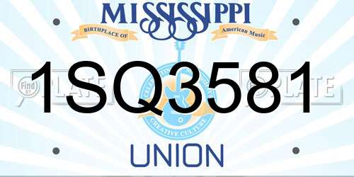 1SQ3581 Mississippi License Plate
