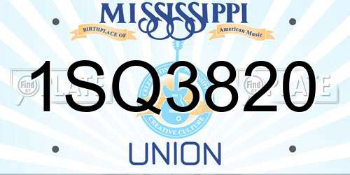 1SQ3820 Mississippi License Plate