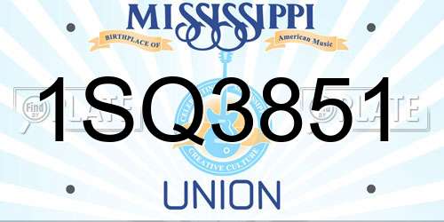 1SQ3851 Mississippi License Plate