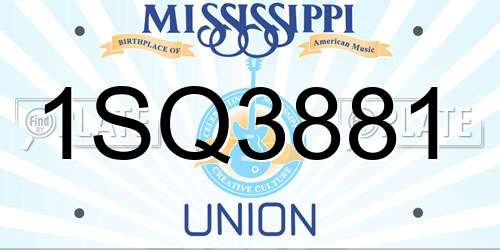 1SQ3881 Mississippi License Plate