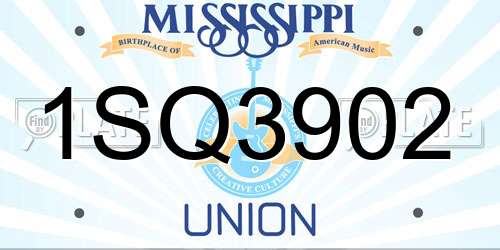 1SQ3902 Mississippi License Plate