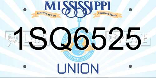 1SQ6525 Mississippi License Plate