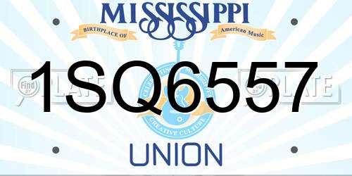 1SQ6557 Mississippi License Plate