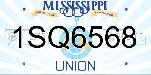 1SQ6568 Mississippi License Plate