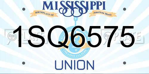 1SQ6575 Mississippi License Plate