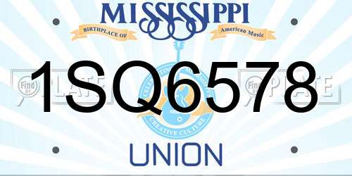 1SQ6578 Mississippi License Plate
