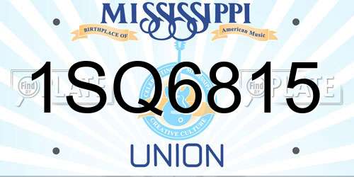 1SQ6815 Mississippi License Plate