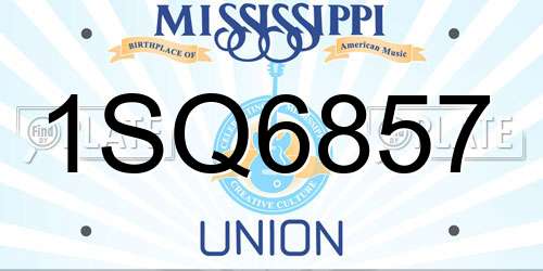 1SQ6857 Mississippi License Plate