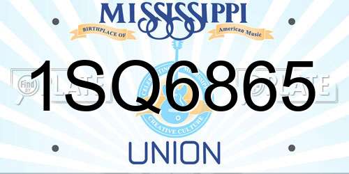 1SQ6865 Mississippi License Plate